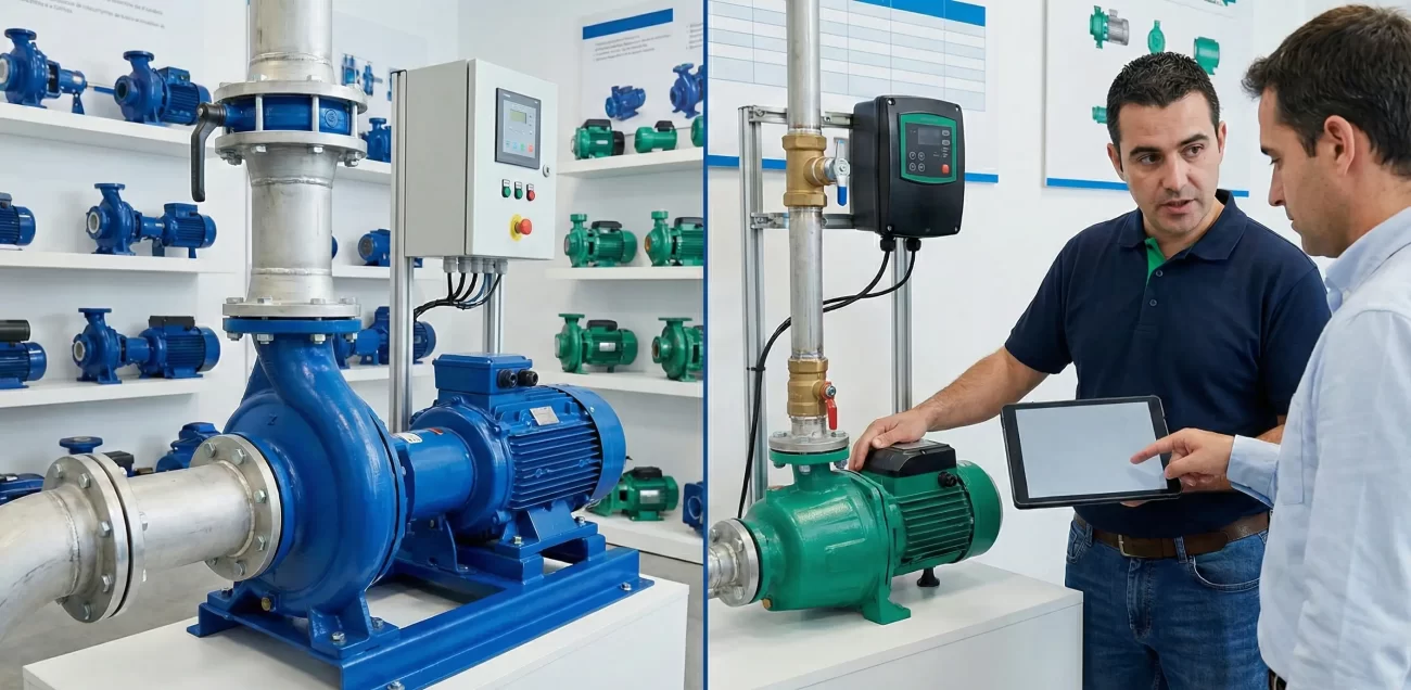 Diferencia visual entre bomba de agua centrífuga y periférica